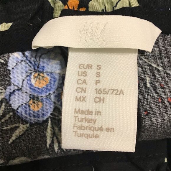 H&M Black Floral Print Paper Back Waist Self Tie Belt Size Small - Picture 7 of 8
